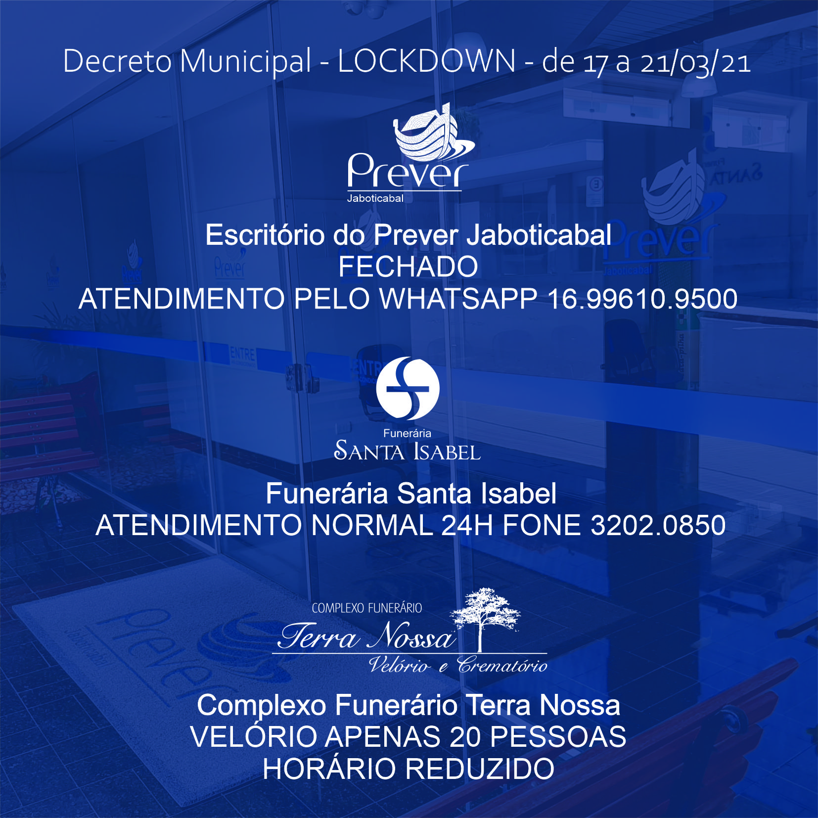Lockdown altera funcionamento do Prever Jaboticabal