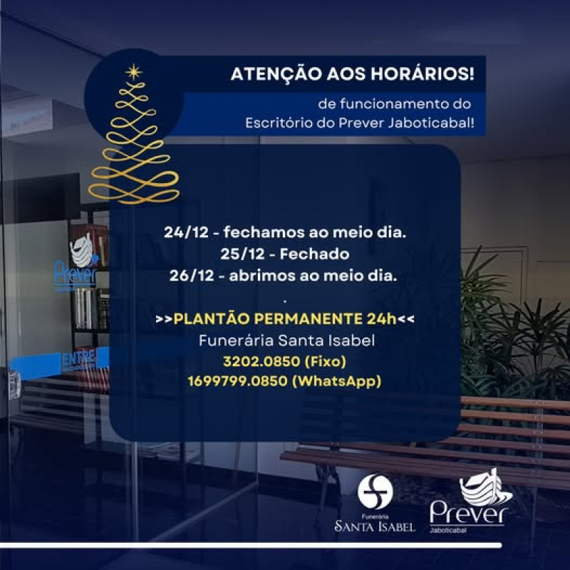 HORÁRIO DE FUNCIONAMENTO NO NATA