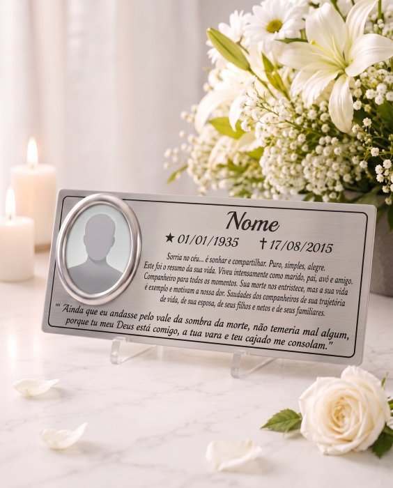 Placa Aço inox com foto 