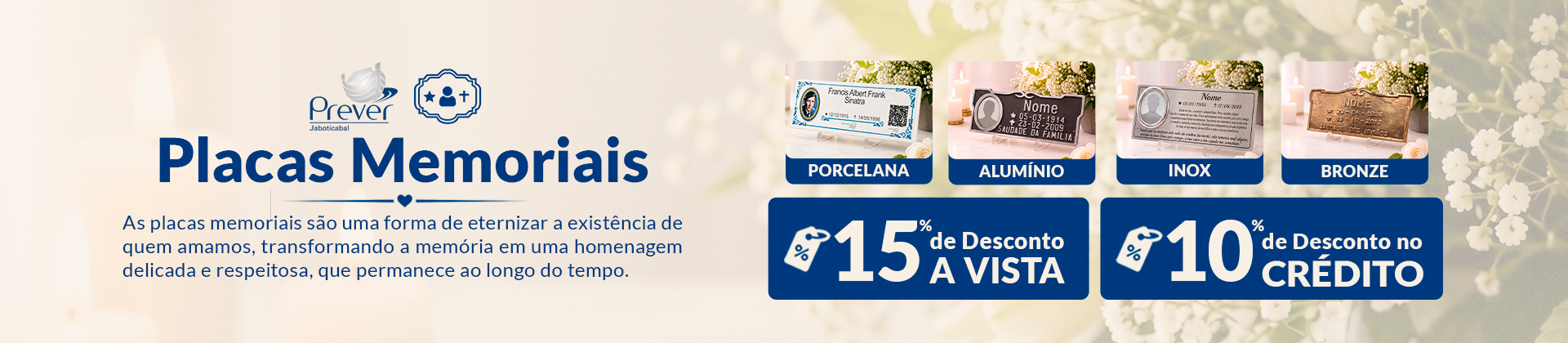 Descontos em placas memoriais